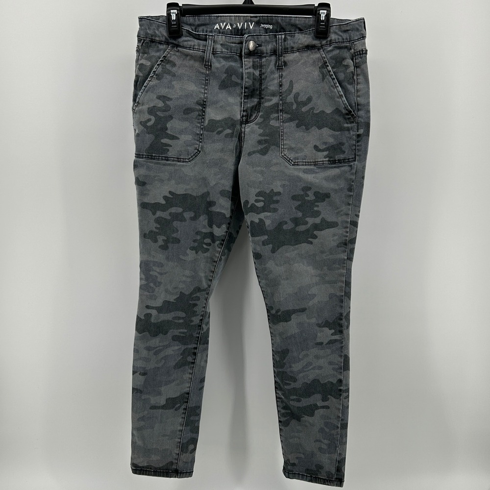 Ava & Viv Gray Camo Super Stretch Jeggings Skinny Pants Women 14W‎ Army Military